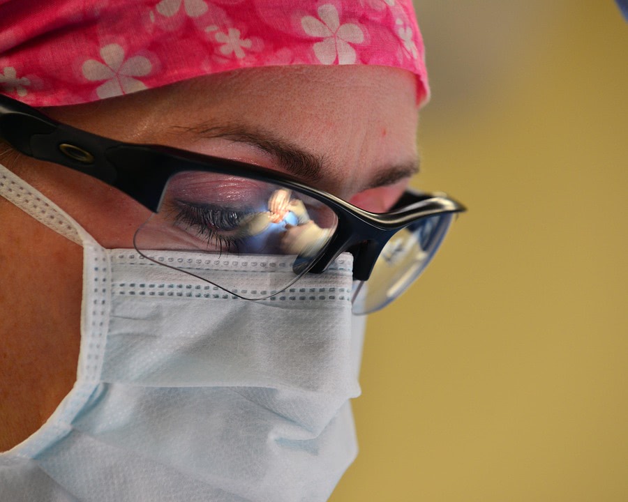 a close up view of a surgeon